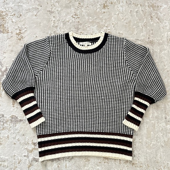 Vine & Love Womens Polka Dot & Striped Ballon Sleeve Crewneck Pullover Sweater-M - Picture 3 of 7